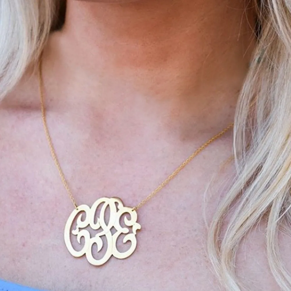Jane Basch Designs NeoClassic Gold Monogram Necklace