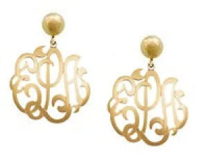 Jane Basch Drop Earrings with Lace Monogram - 14K Gold or Gold Vermeil