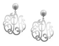 Jane Basch Drop Earrings with Lace Monogram - Sterling Silver