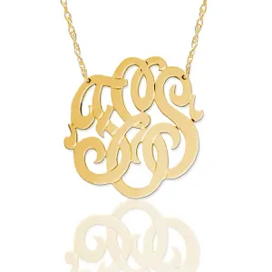 Jane Basch Lace Monogram Necklace - 14K Gold or Gold Vermeil