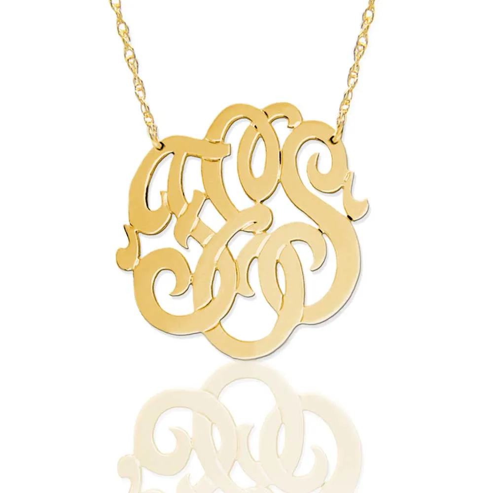 Jane Basch Lace Monogram Necklace - 14K Gold or Gold Vermeil