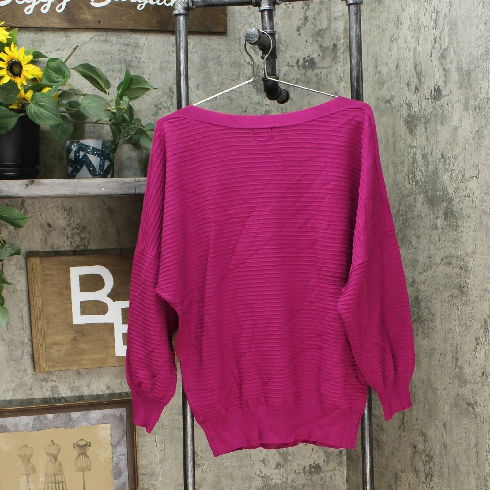 JM Collection Women's Textured Knit Button Accents Dolman Sleeve Sweater