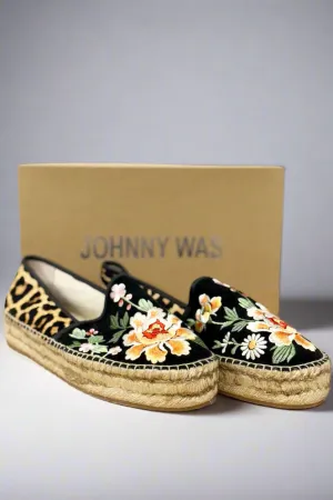 Johnny Was Black Acacia Leopard Espadrille JWS0055