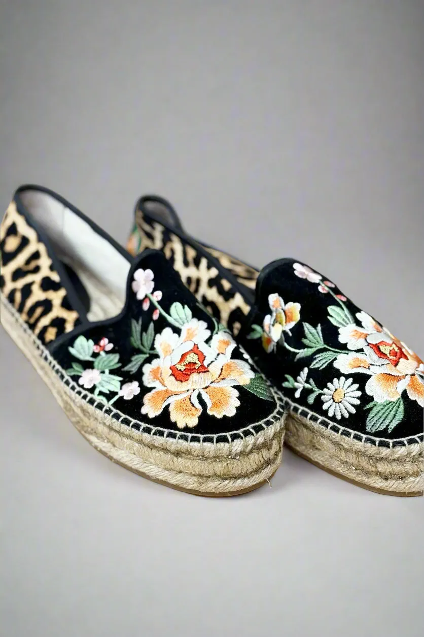 Johnny Was Black Acacia Leopard Espadrille JWS0055