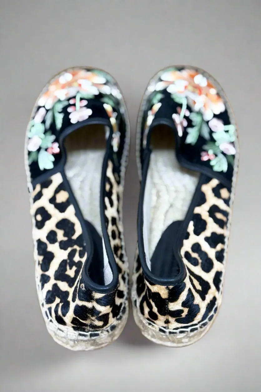 Johnny Was Black Acacia Leopard Espadrille JWS0055