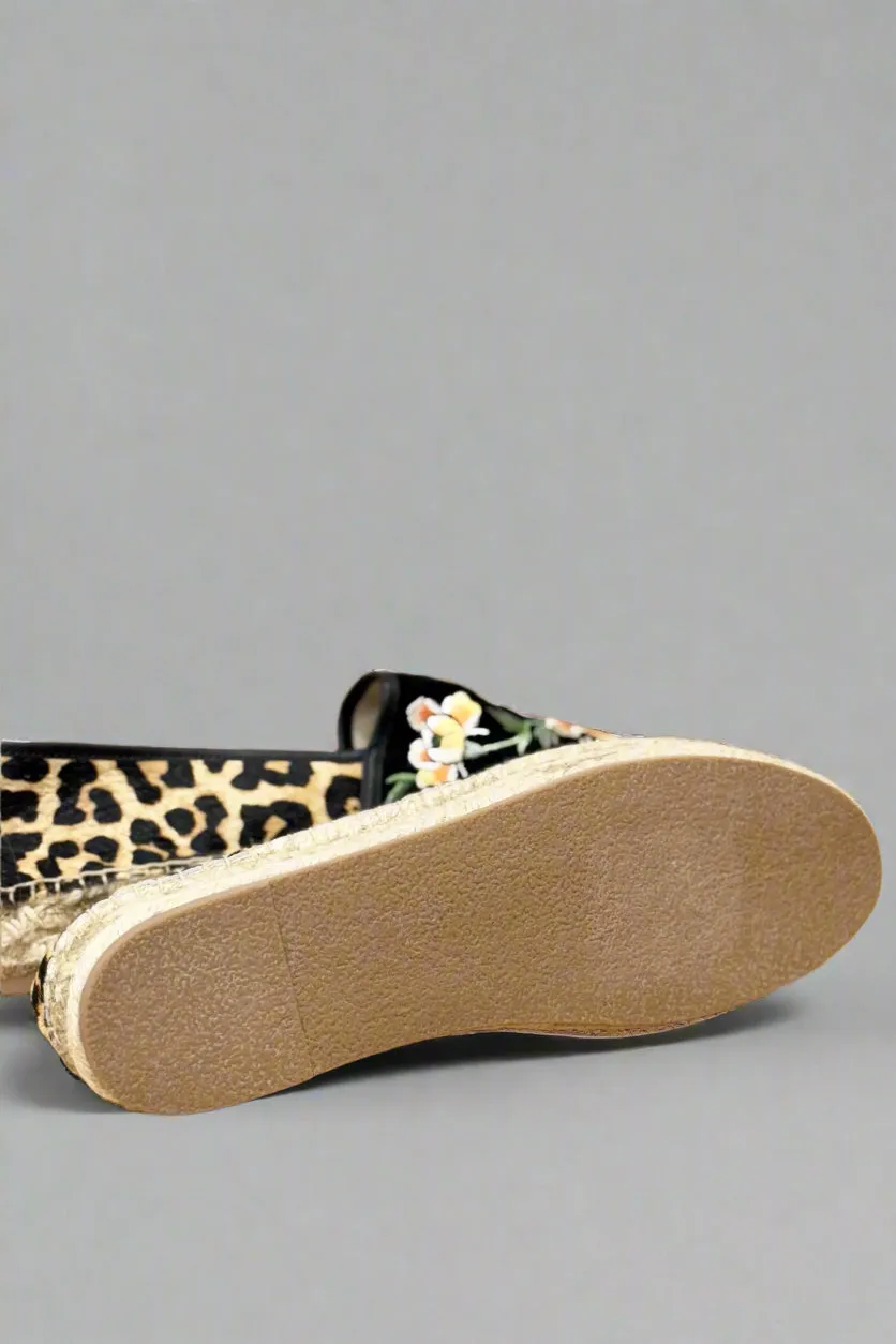 Johnny Was Black Acacia Leopard Espadrille JWS0055
