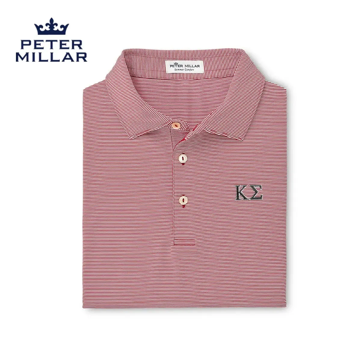 Kappa Sig Peter Millar Jubilee Stripe Stretch Jersey Polo with Greek Letters