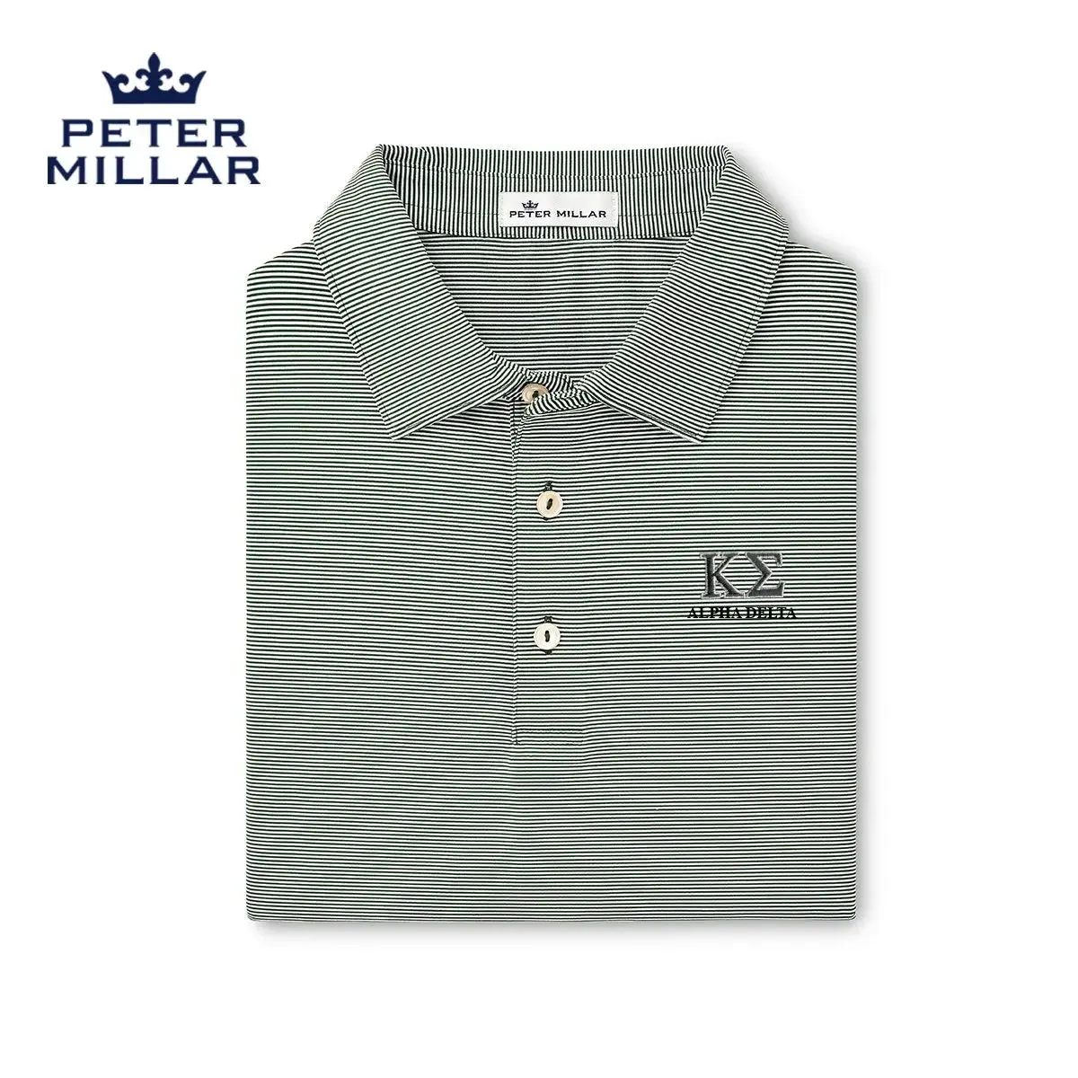 Kappa Sig Peter Millar Jubilee Stripe Stretch Jersey Polo with Greek Letters