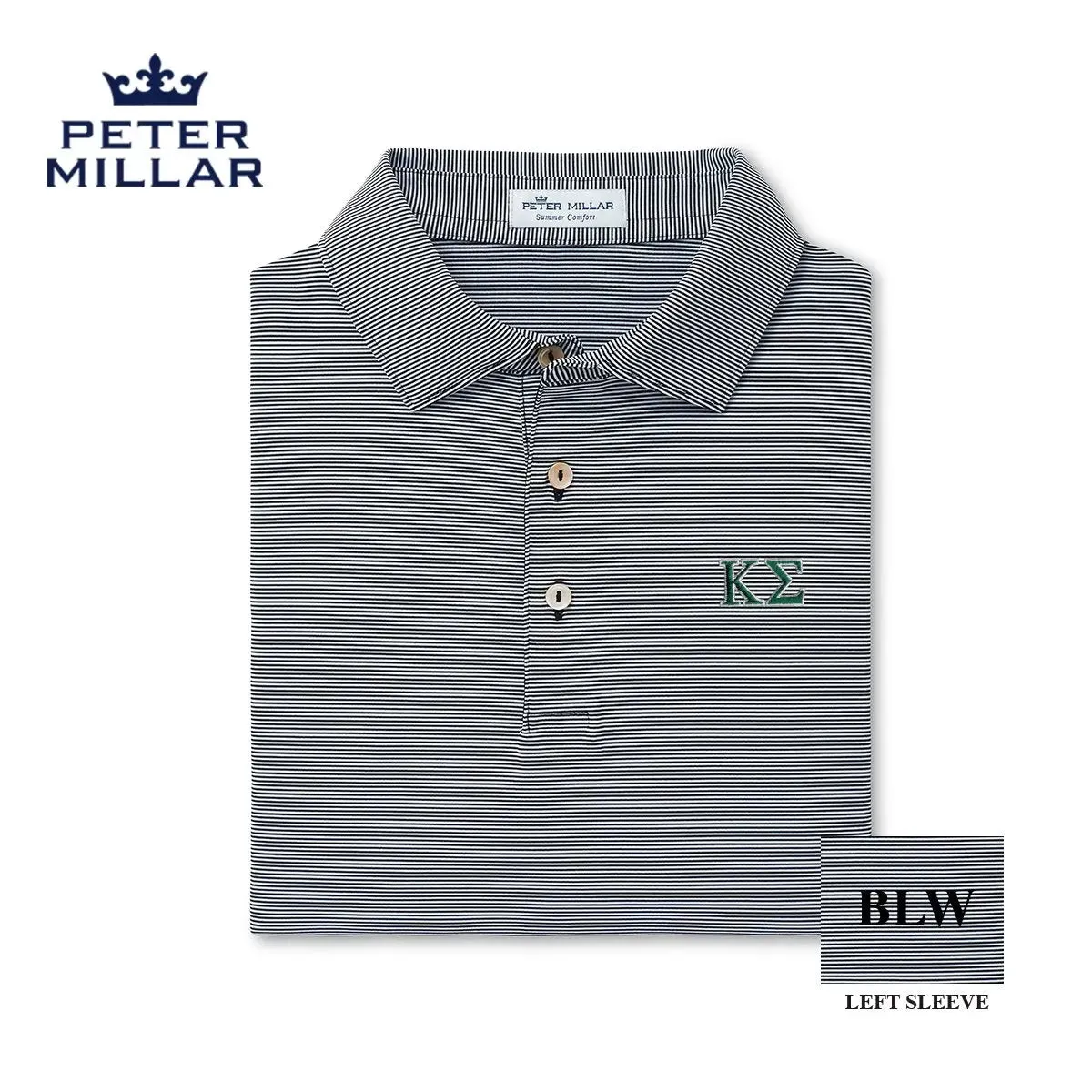 Kappa Sig Peter Millar Jubilee Stripe Stretch Jersey Polo with Greek Letters