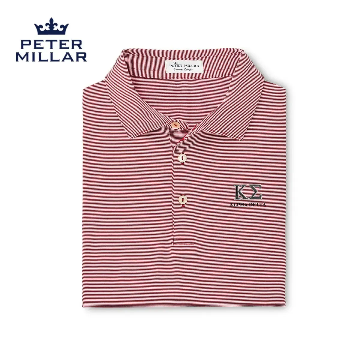 Kappa Sig Peter Millar Jubilee Stripe Stretch Jersey Polo with Greek Letters