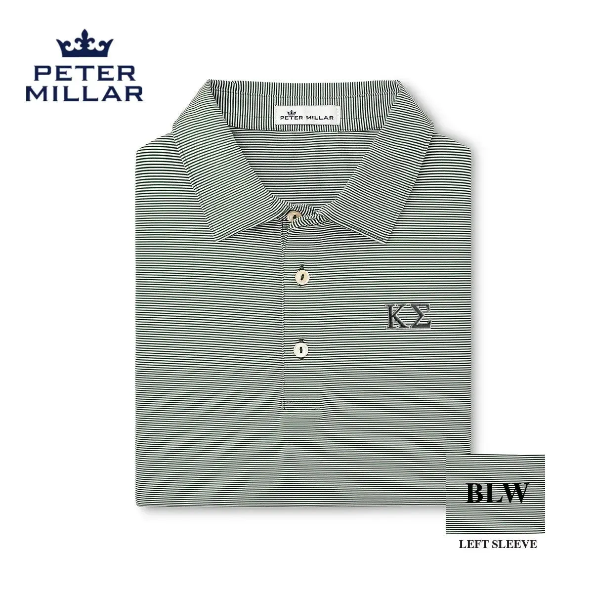 Kappa Sig Peter Millar Jubilee Stripe Stretch Jersey Polo with Greek Letters