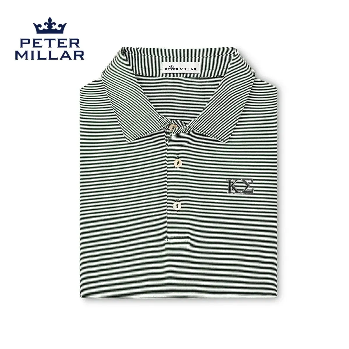 Kappa Sig Peter Millar Jubilee Stripe Stretch Jersey Polo with Greek Letters