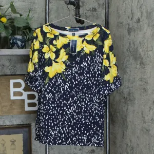 Karen Scott Plus Size Mixed Print Boat Neck Knit Top