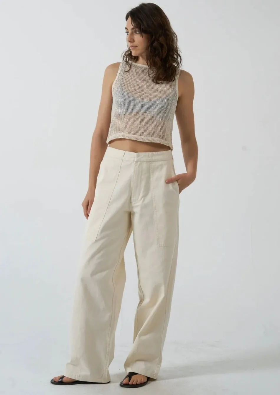 Lattice Boat Neck Tank Unbleached
