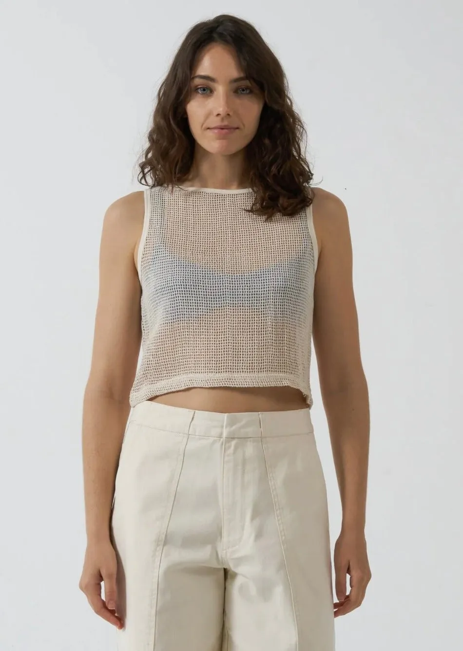 Lattice Boat Neck Tank Unbleached