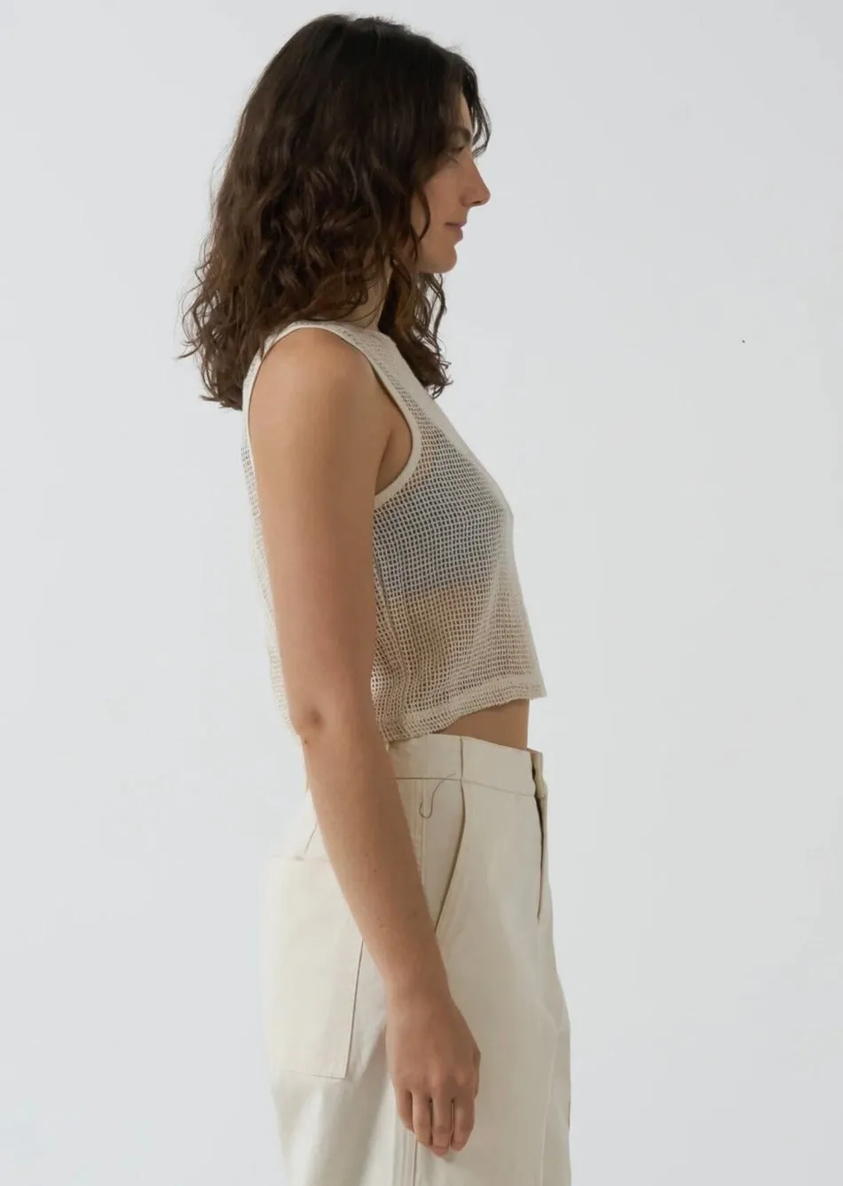 Lattice Boat Neck Tank Unbleached
