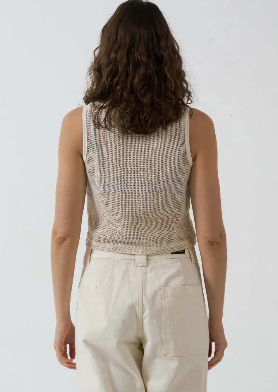 Lattice Boat Neck Tank Unbleached