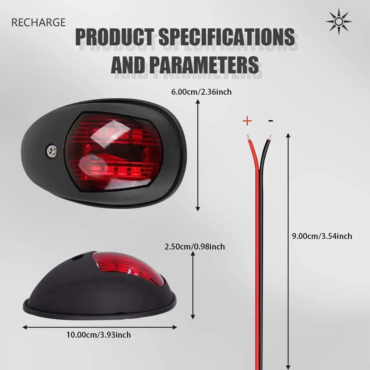 LED Navigation Light Signal Warning Waterproof Lamp Port Side For Marine Boat