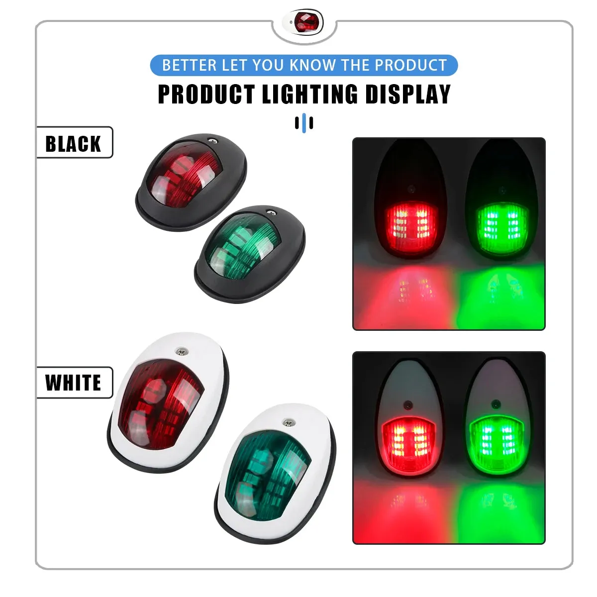 LED Navigation Light Signal Warning Waterproof Lamp Port Side For Marine Boat