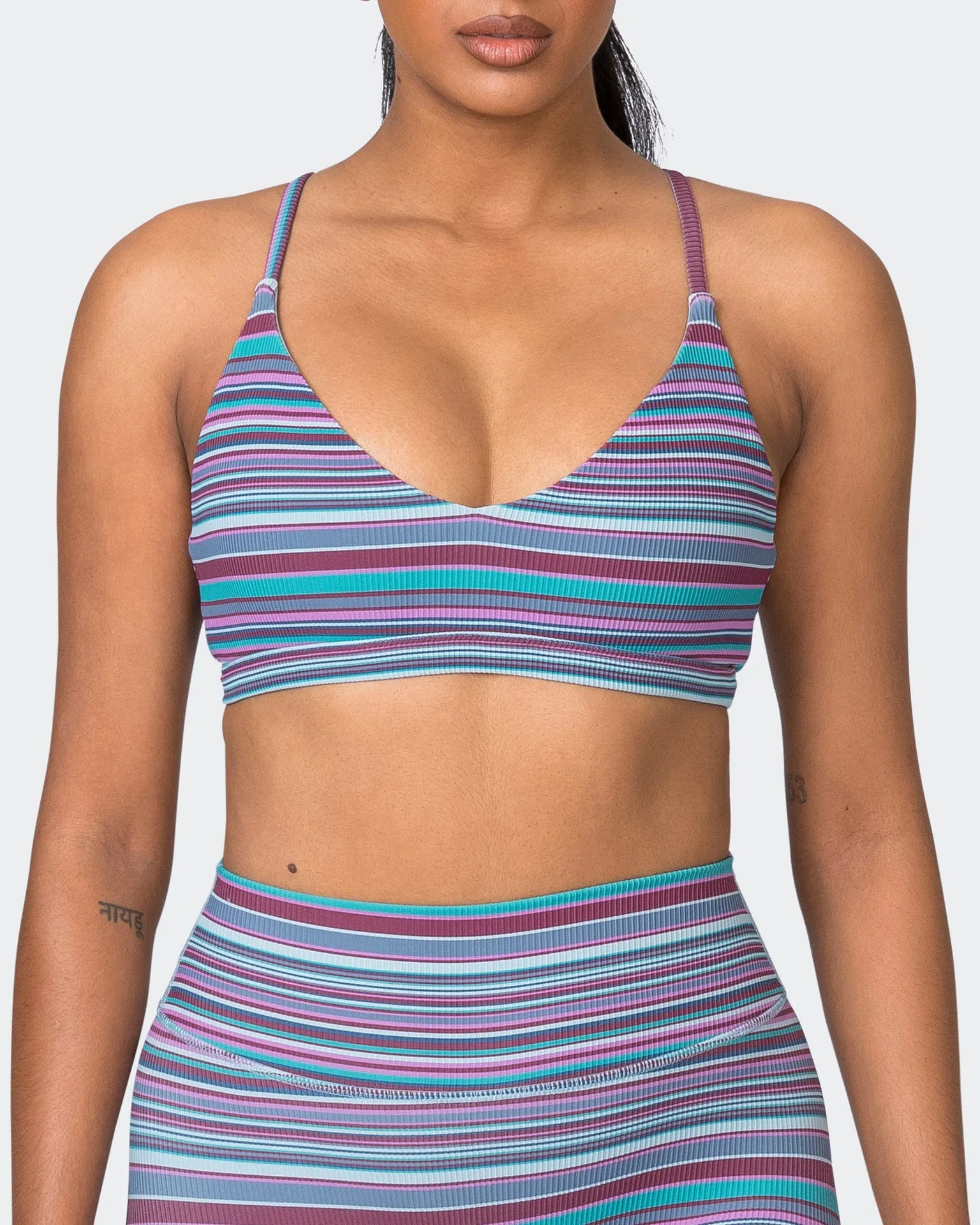 Levitate Rib Bralette - Dusk Desert Stripe Print