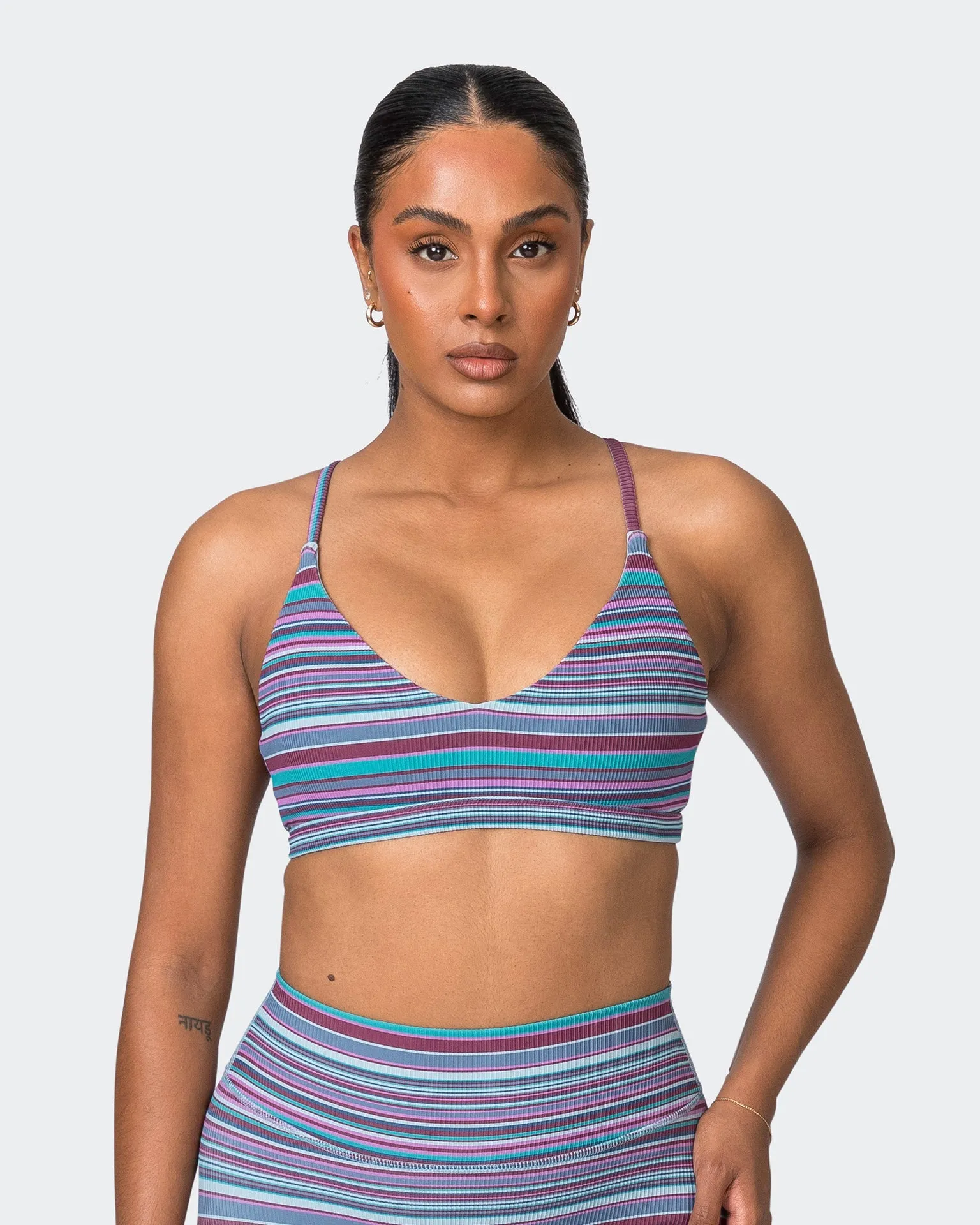 Levitate Rib Bralette - Dusk Desert Stripe Print