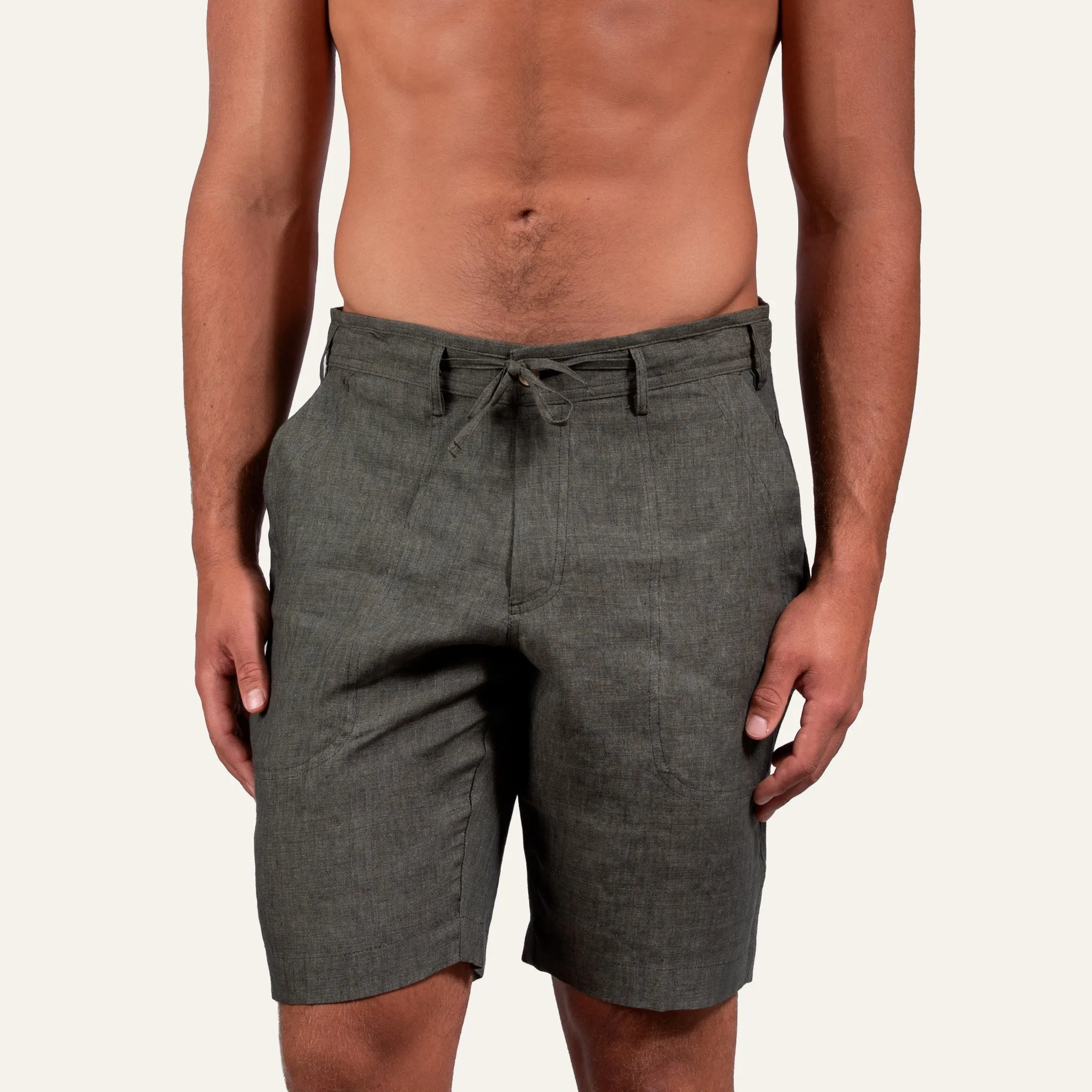 Linen Bermuda Shorts Olive