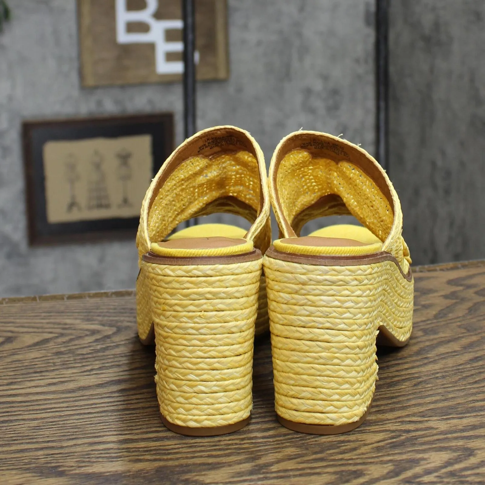 Lucky Brand Women's Yena Raffia Wedge Sandals Shoes LK-YENA Mimosa Yellow 9M