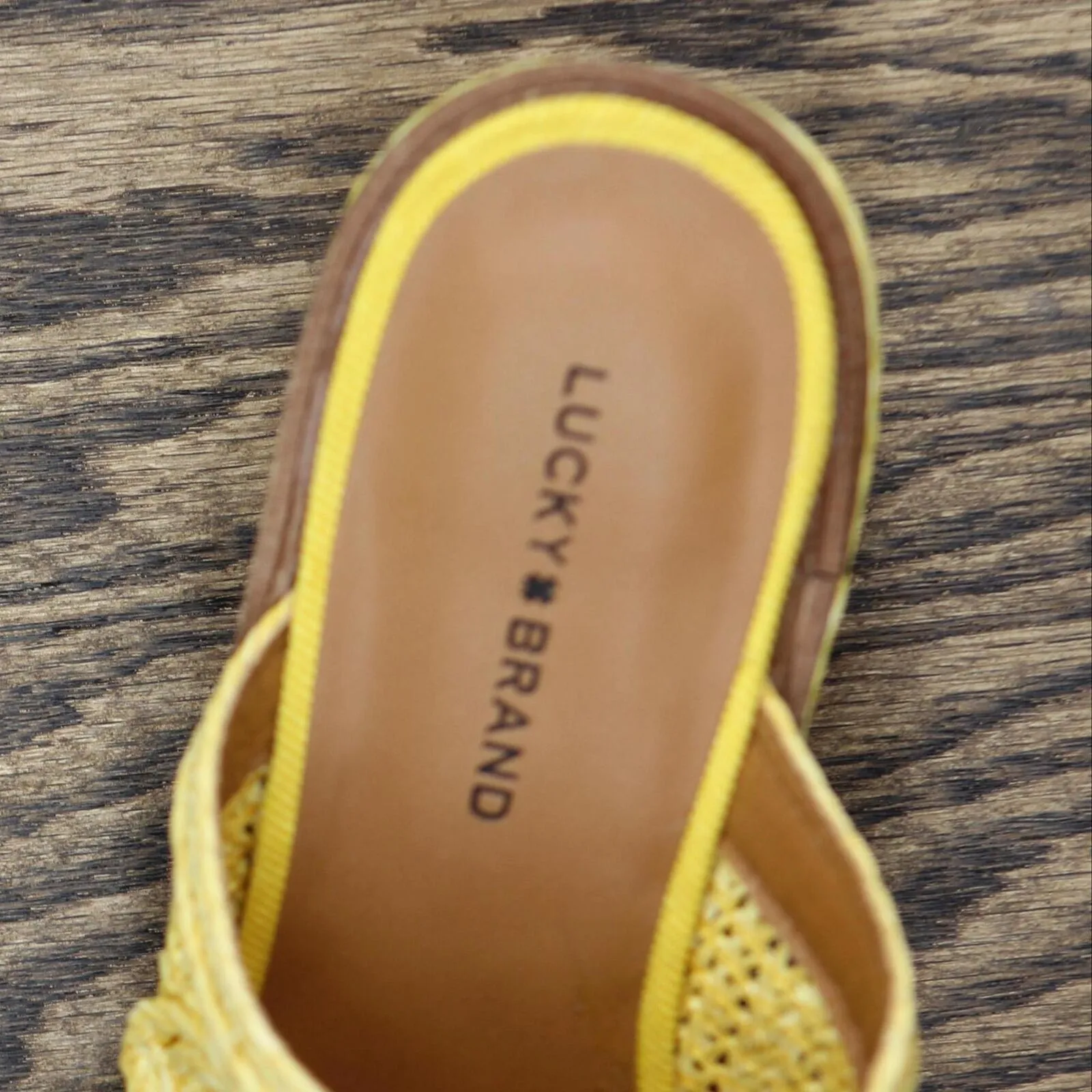 Lucky Brand Women's Yena Raffia Wedge Sandals Shoes LK-YENA Mimosa Yellow 9M