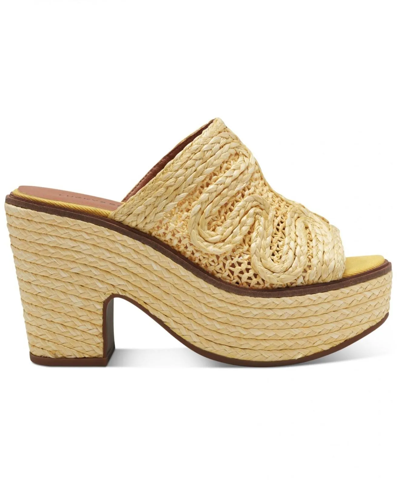 Lucky Brand Women's Yena Raffia Wedge Sandals Shoes LK-YENA Mimosa Yellow 9M