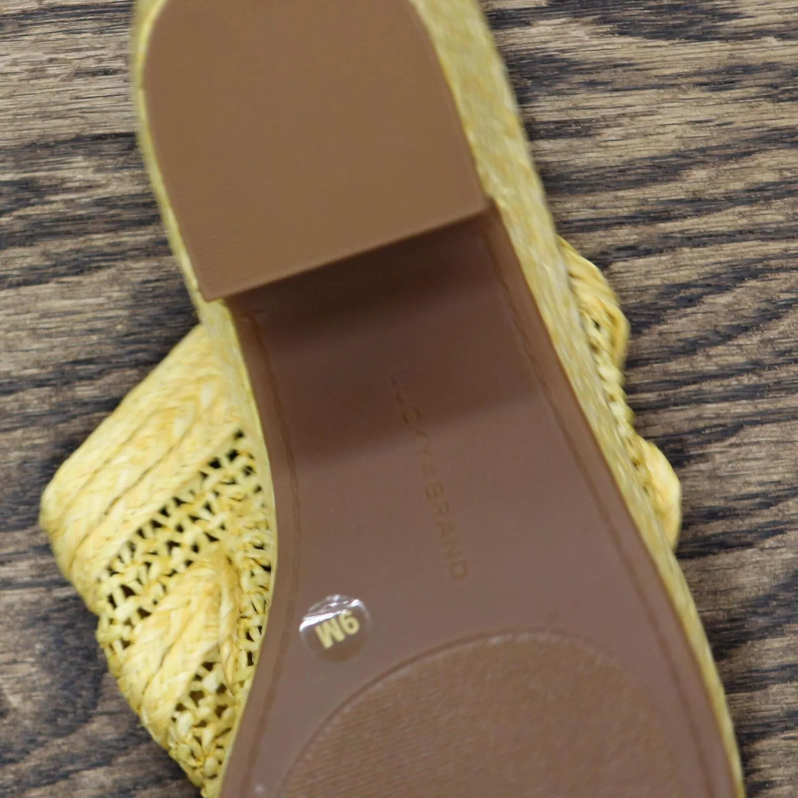Lucky Brand Women's Yena Raffia Wedge Sandals Shoes LK-YENA Mimosa Yellow 9M