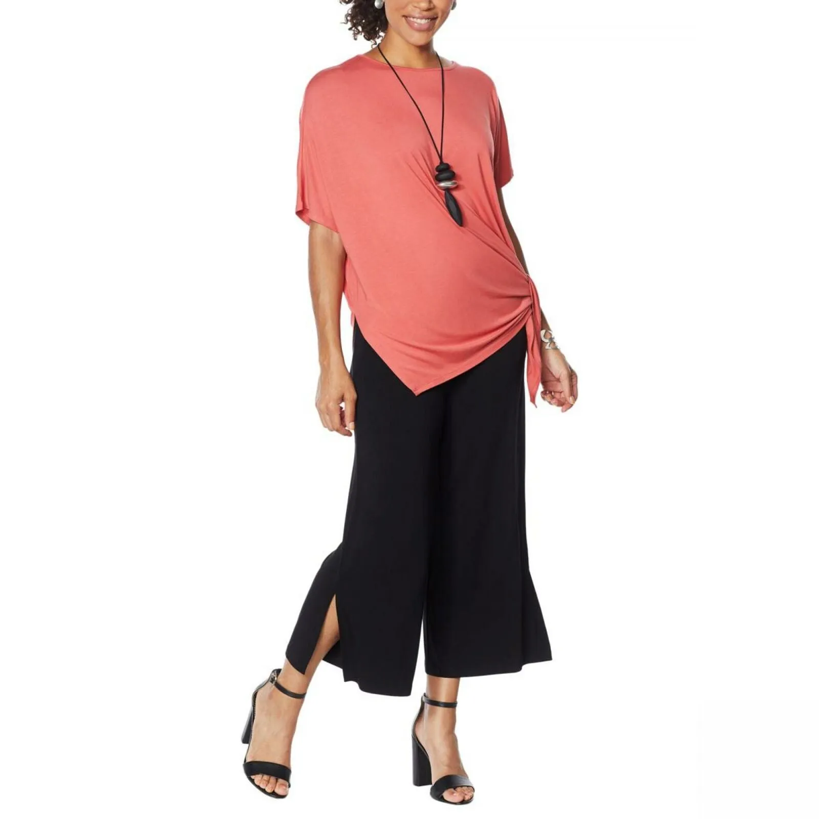MarlaWynne WynneLayers Women's Asymmetric Side Tie Knit Top