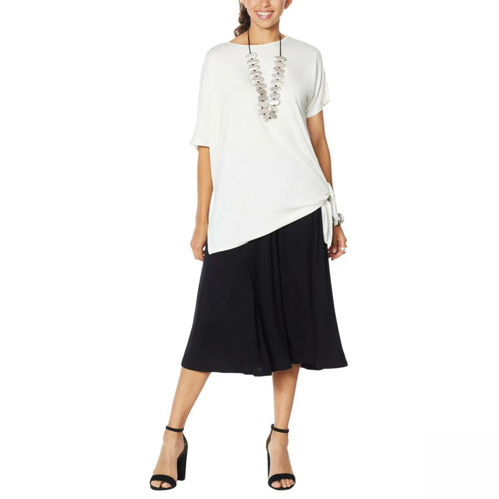 MarlaWynne WynneLayers Women's Asymmetric Side Tie Knit Top