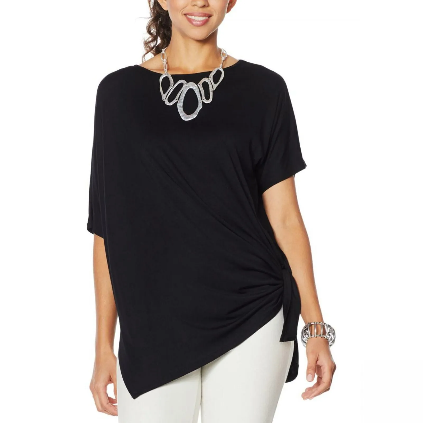 MarlaWynne WynneLayers Women's Asymmetric Side Tie Knit Top