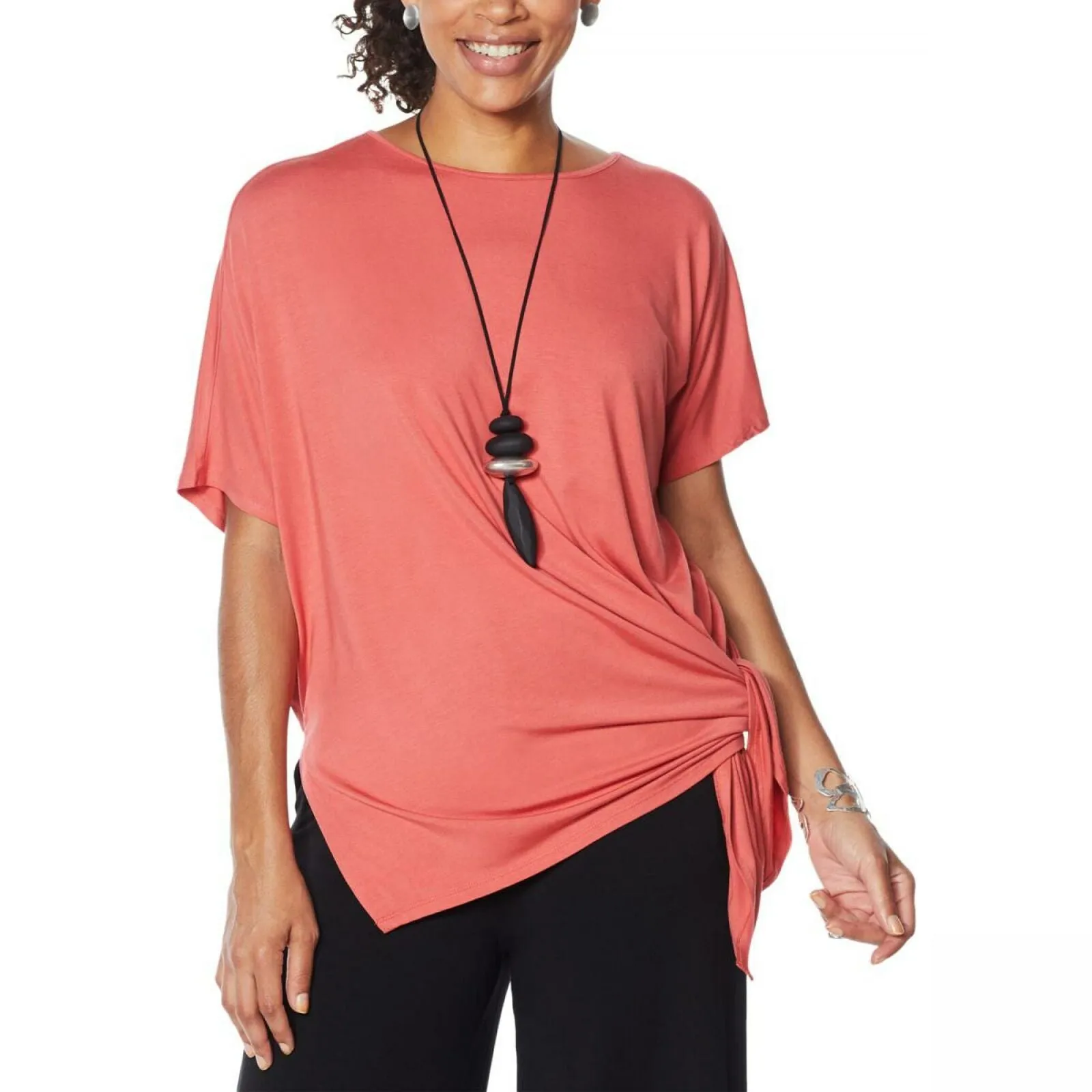 MarlaWynne WynneLayers Women's Asymmetric Side Tie Knit Top