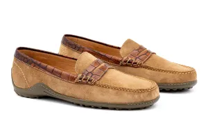 MARTIN DINGMAN BILL WATER REPELLENT SUEDE LEATHER PENNY LOAFER - KHAKI