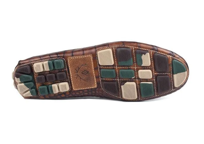 MARTIN DINGMAN MONTE CARLO ALLIGATOR GRAIN LEATHER HORSE BIT LOAFER - CHESTNUT