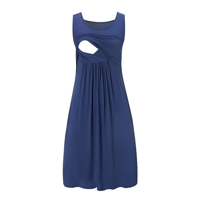 Maternity clothes dress Stripe Tunic Breastfeeding Summer Maternity Dress