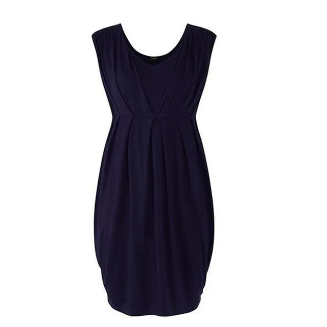 Maternity Dress Pregnancy Sleeveless Solid Color Summer Casual Dress