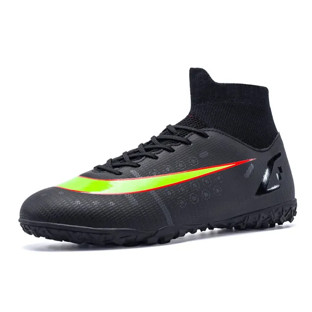 Men Soccer Shoes Adult Kids High Ankle Football Boots