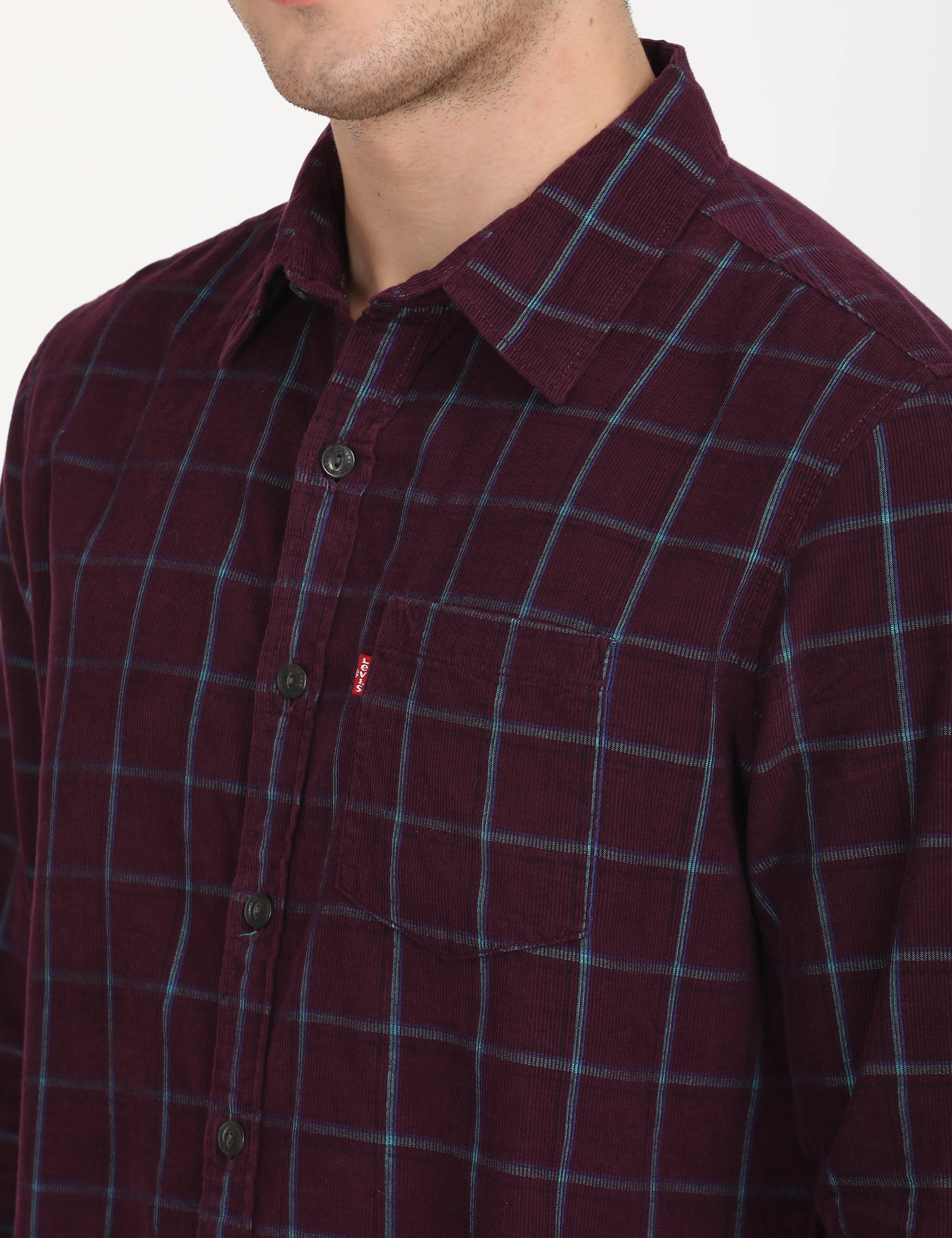 Men's Checkered Spread Collar Shirt