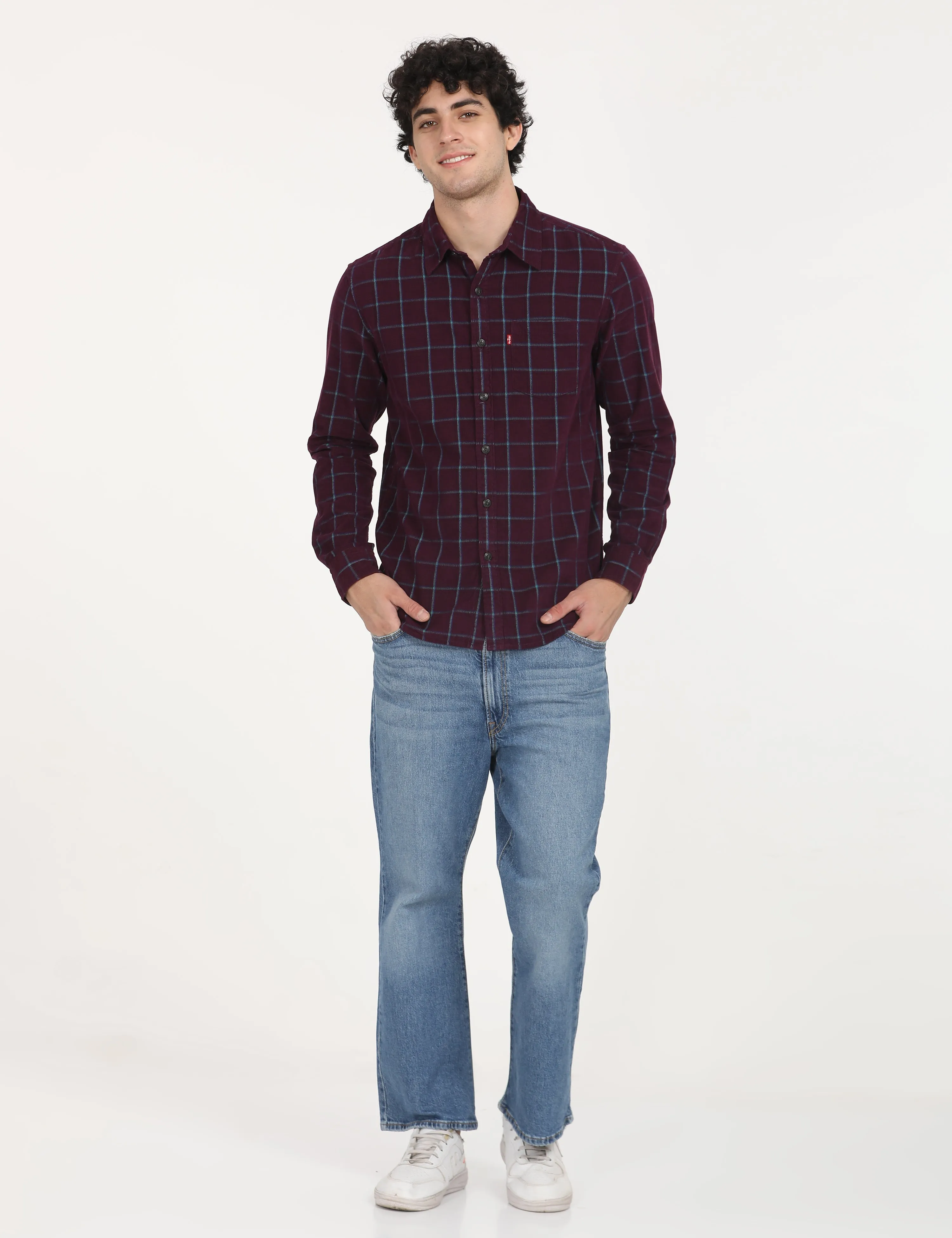 Men's Checkered Spread Collar Shirt