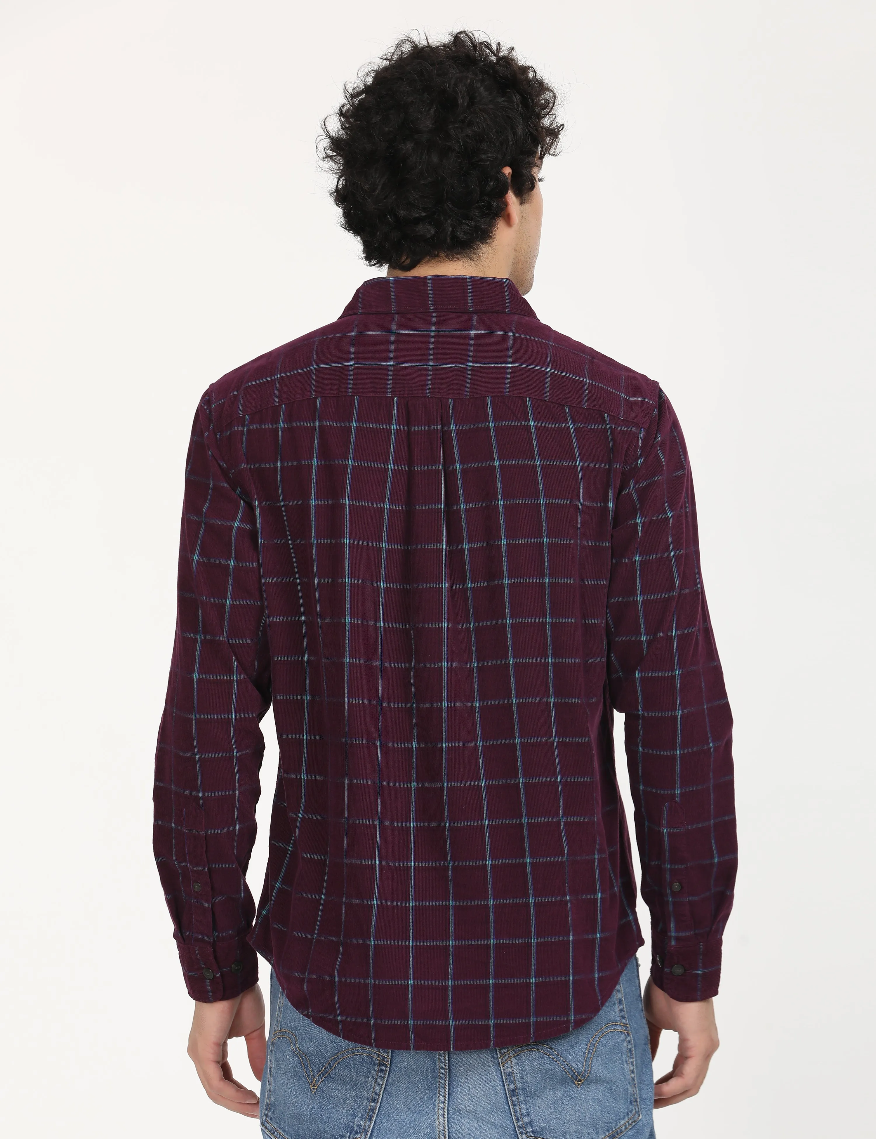 Men's Checkered Spread Collar Shirt