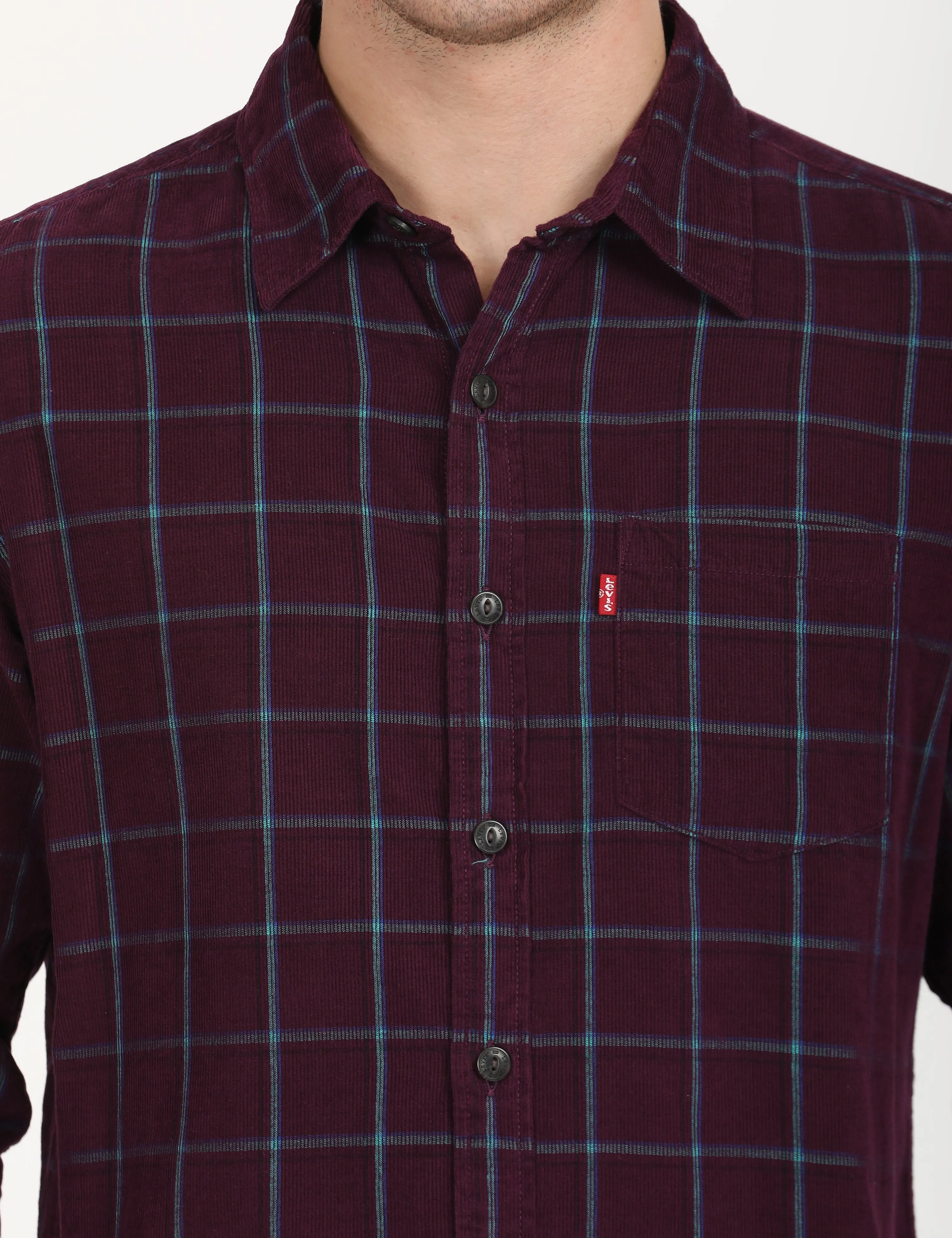 Men's Checkered Spread Collar Shirt