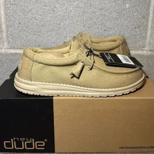 Men's Original Hey Dude‎ Wally Chestnut Canvas Laced-Up Loafer Shoes Size 9
