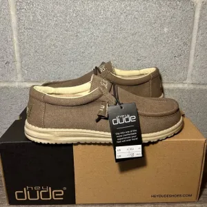 Men's‎ Original Hey Dude Wally Wenge Canvas Laced-Up Loafer Shoes Size 8