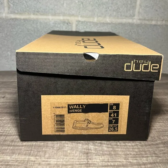 Men's‎ Original Hey Dude Wally Wenge Canvas Laced-Up Loafer Shoes Size 8