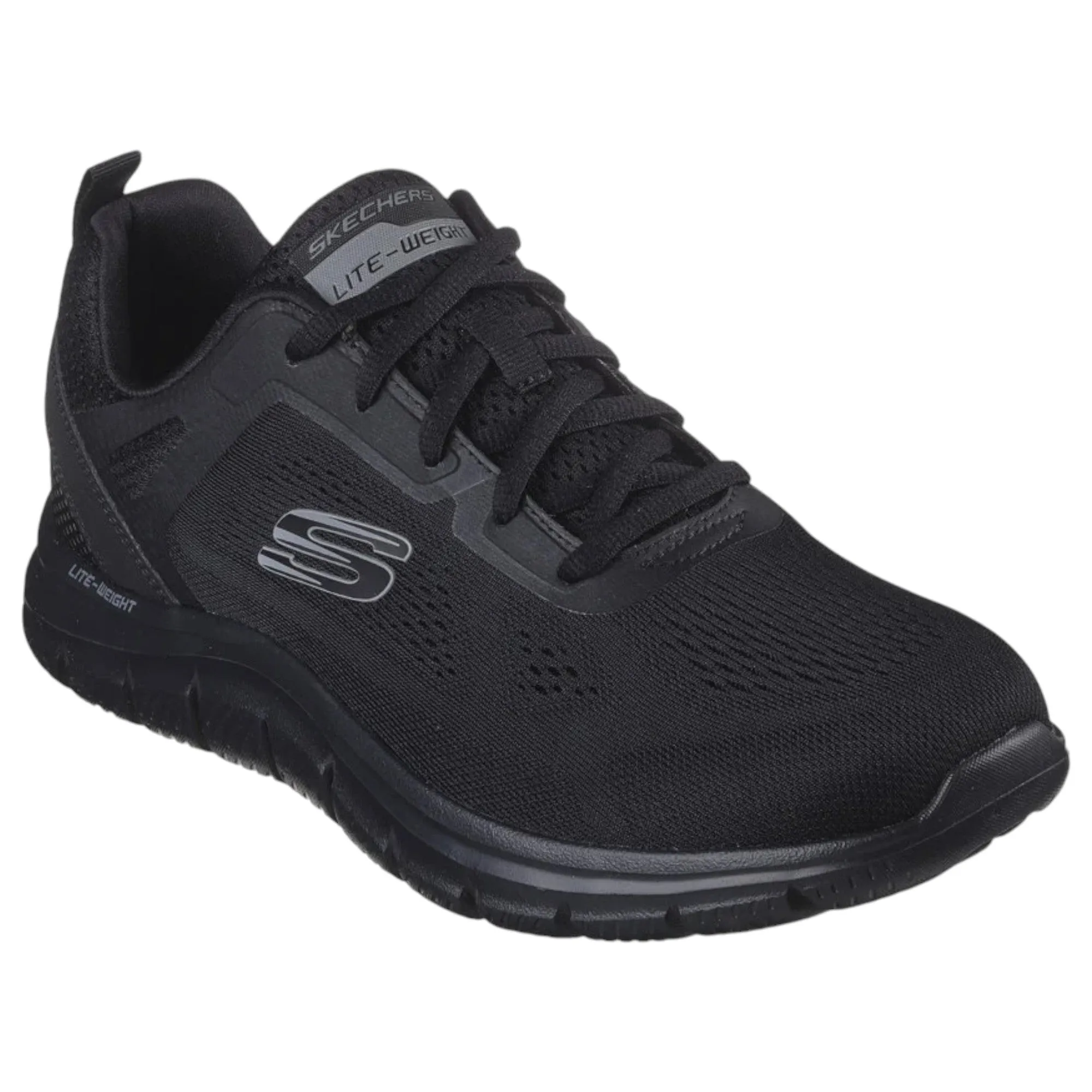 Mens Skechers Track Broader Black Lace Up Athletic Shoes