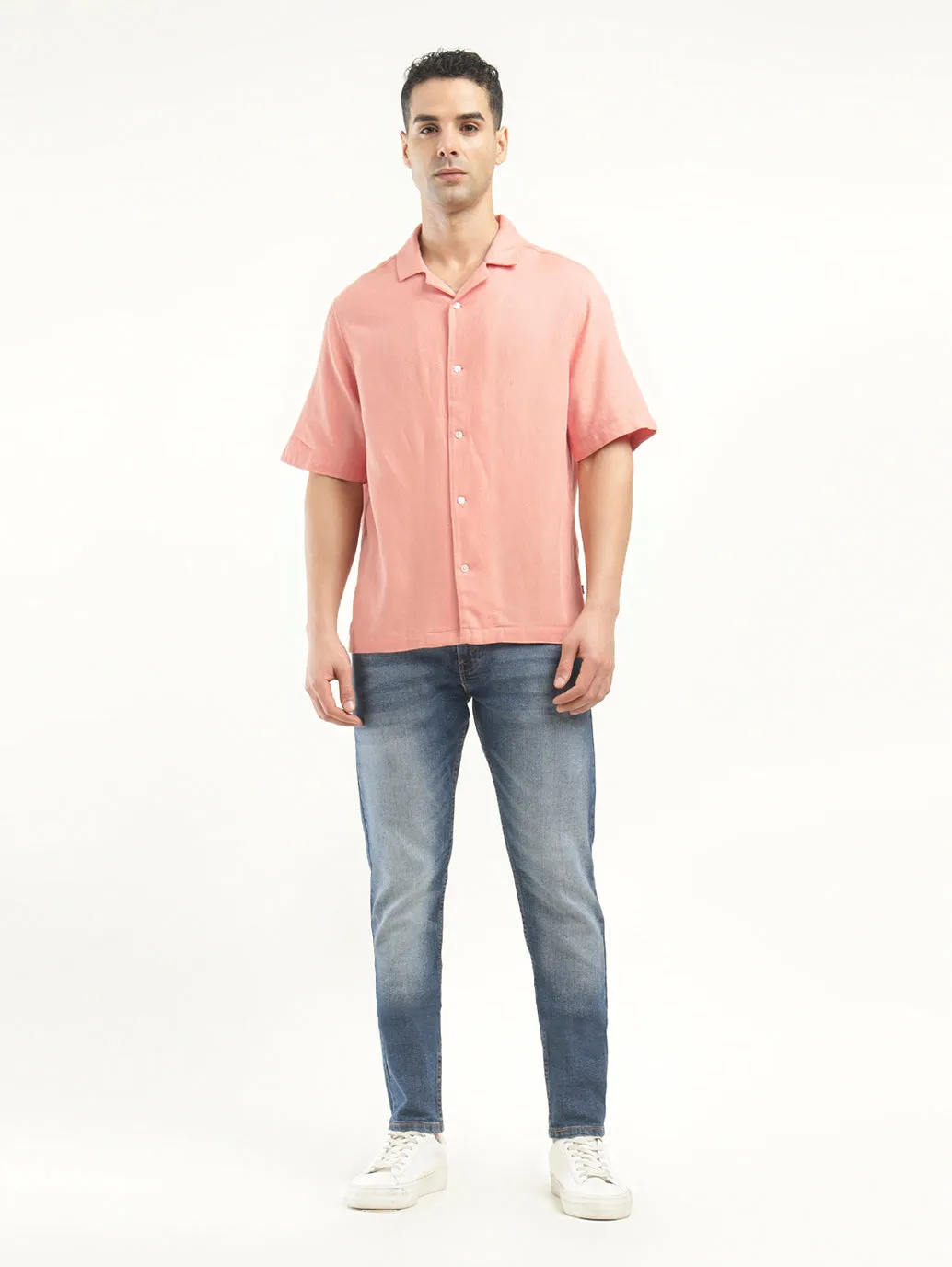 Men's Solid Camp Collar Shirt