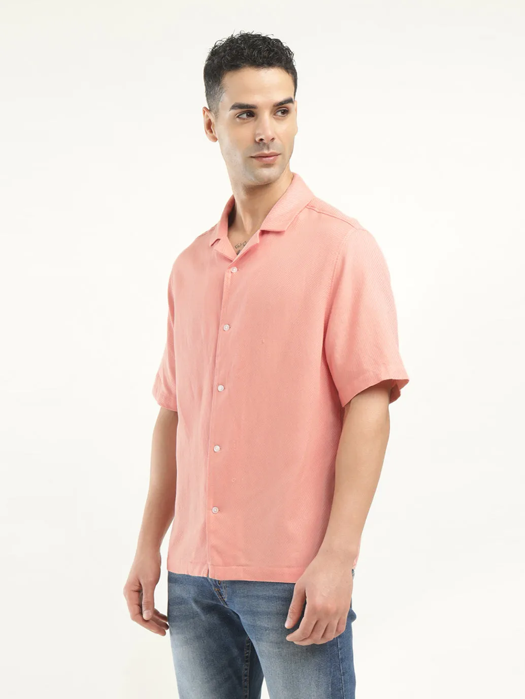 Men's Solid Camp Collar Shirt
