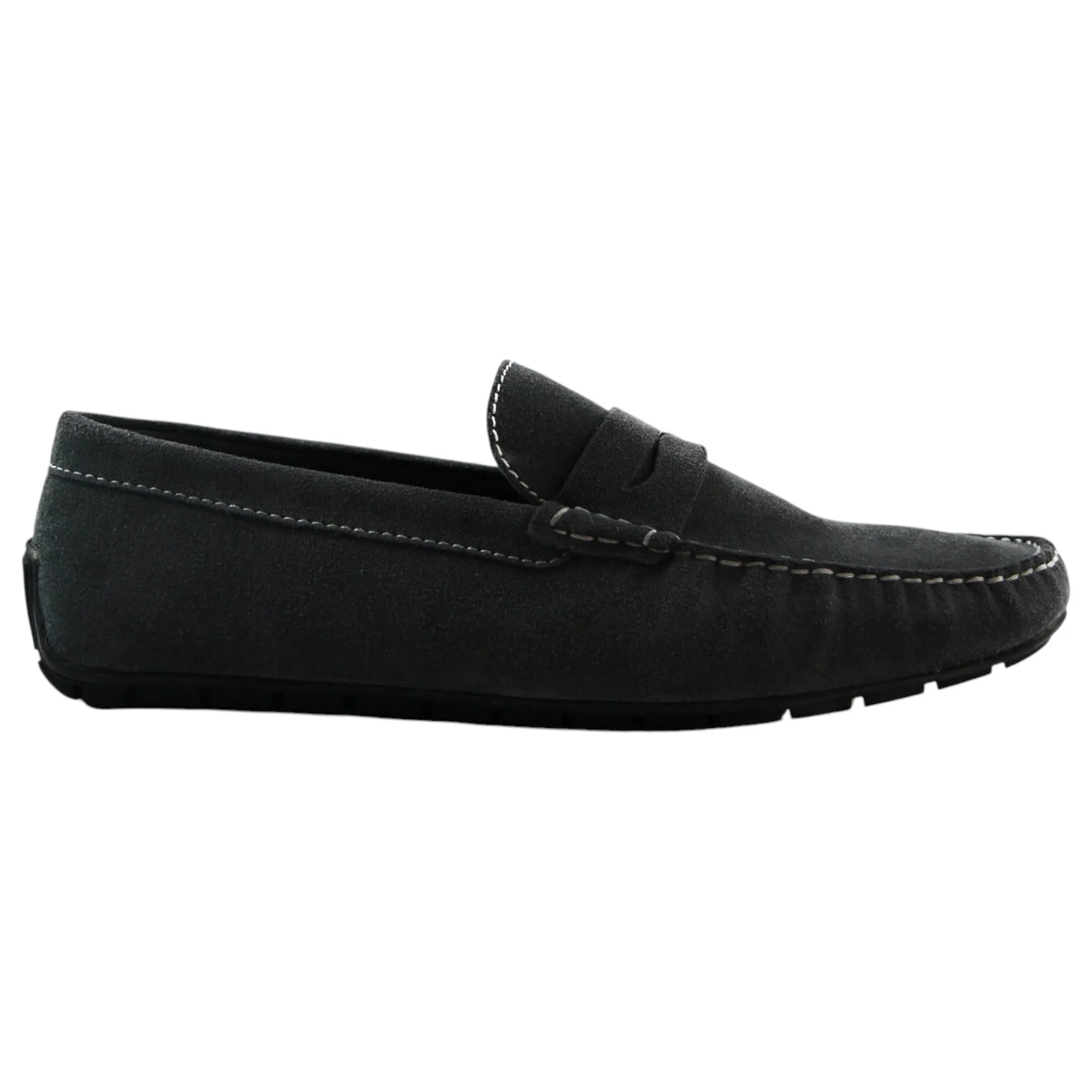 Mens Zasel Breeze Suede Leather Casual Dark Grey Slip On Boat Deck Shoes